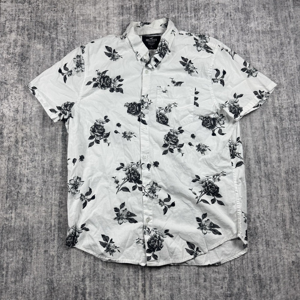 Hollister Epic Flex Mens Floral Button Down Collared Shirt Size L
